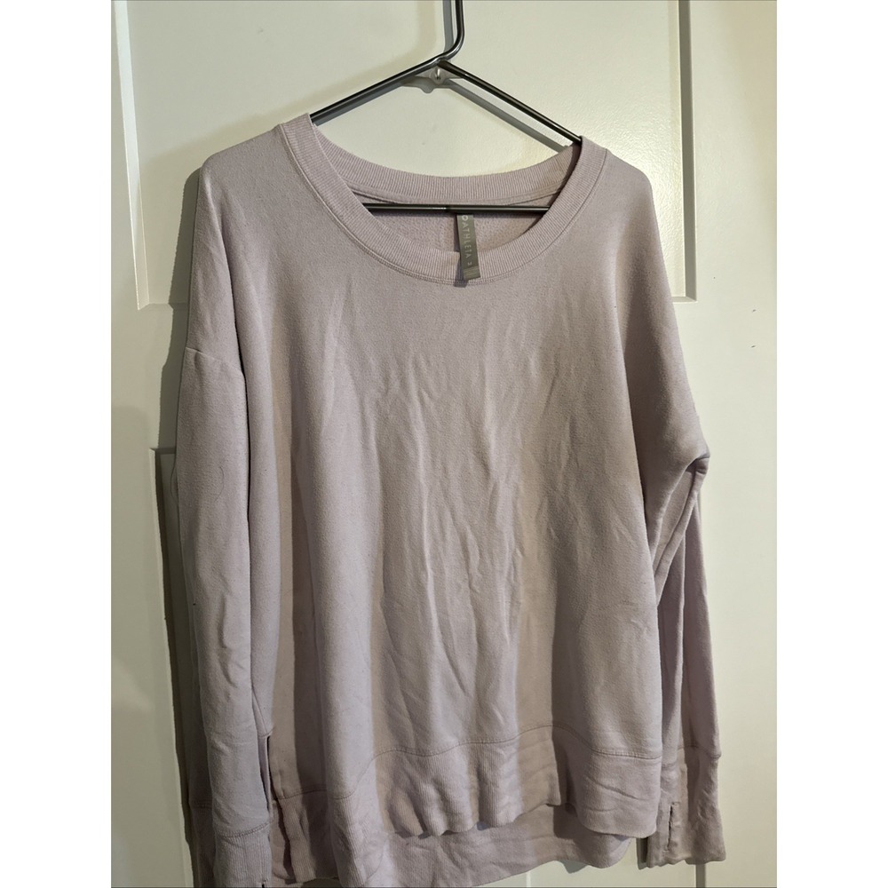 ATHLETA Women Crewneck Coaster Luxe Pullover Sweatshirt Pink Medium